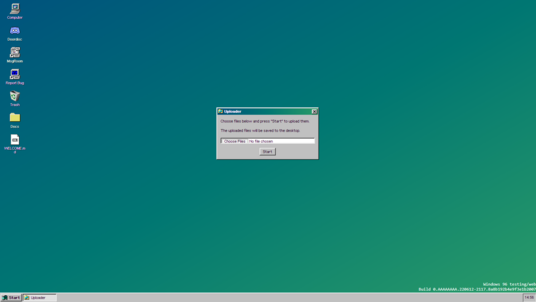 A screenshot of Uploader On Windows 96 v2 (no service pack)