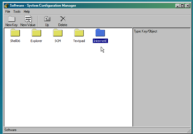 The InternetE folder in the "Software" Section of the System Config Manager