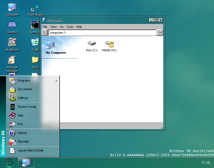 Screenshot of Windows96 v2 SP1's "Aero 8 RP" theme.
